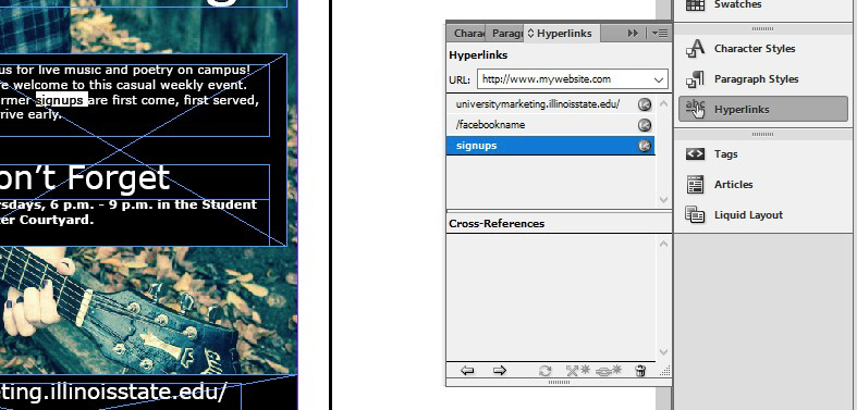 Indesign Hyperlinks Panel