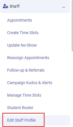 Edit Staff Profile link
