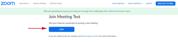 Join button for Zoom Test