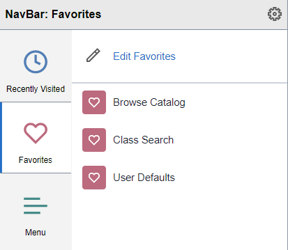 Image of Favorites menu