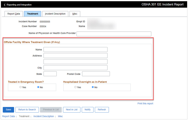 Image of Treatment tab