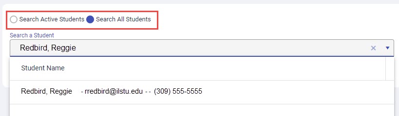 Image of Search a Student field