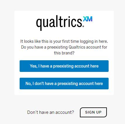 Screenshot depicting the initial Qualtrics Landing screen