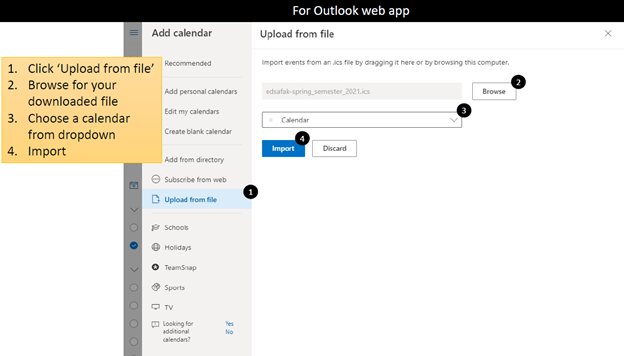 Upload from File - Outlook Calendar