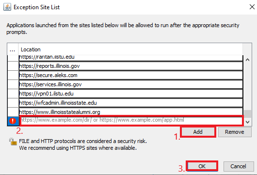 Exception Site List