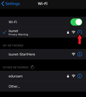 ISUNet with button of encircled i to forget network