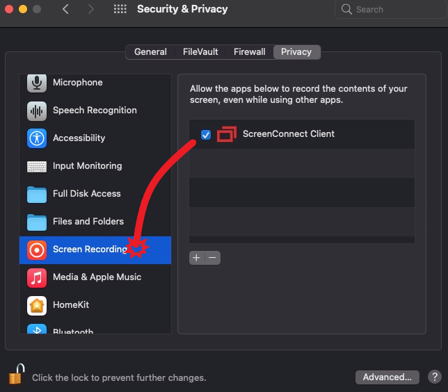 Screen Recording option to enable Screen Connect Client
